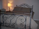 Pewter Colored Iron Bed: 62” high, 63” wide - New Queen Matress