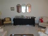 3 Mirrors, Upholstered Chairs, Glassware