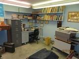File Cabinet, Metal Desk, Xerox Machine with Table, Train Books