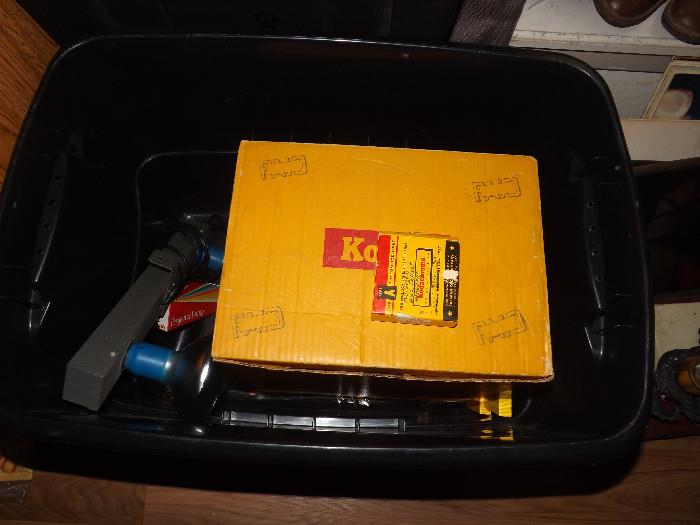 Vintage Kodak movie projector in orig box. Vtg film (home movie). Acessories