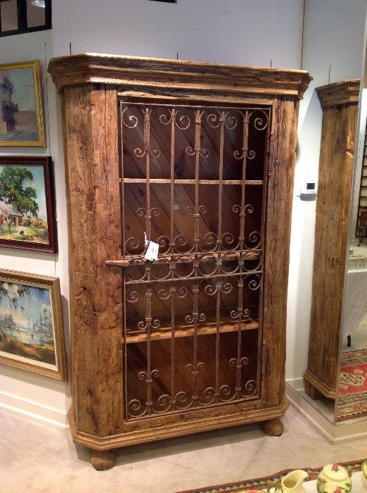 Great Rustic Wood and Iron Cabinet