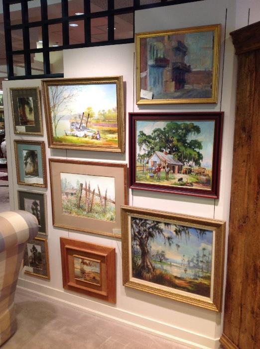 Some of the many paintings by Louisiana artist Robert Rucker