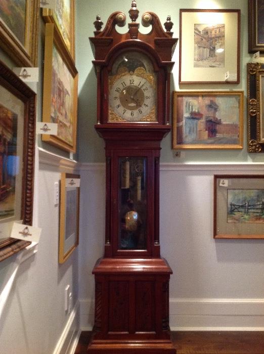 Ca. 1910 Philadelphia Mahogany Tall Case Clock by G.W. Russell