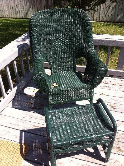 Wicker chair and stool