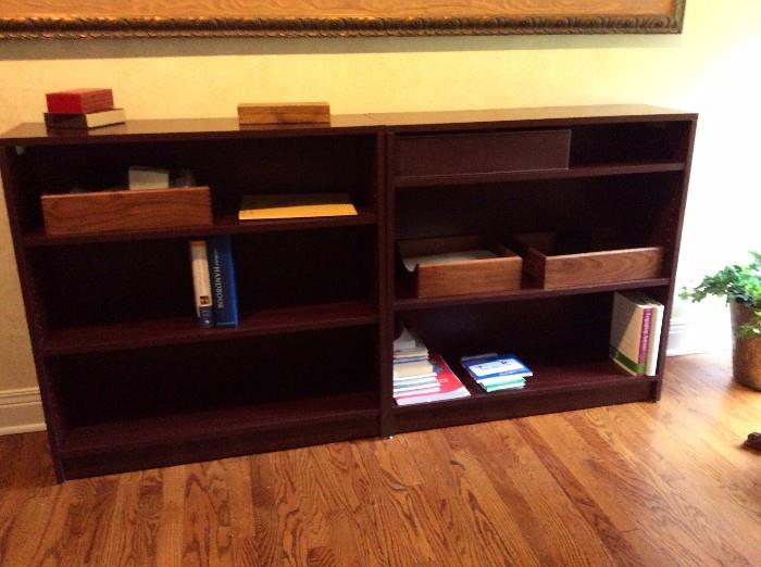 book cases  3 feet by 3 feet by 1 foot wide each one