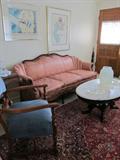 Victorian sofa and marble top table