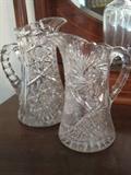 Vintage cut glass water pitchers