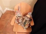 Canadian Pine Childs Rocker with Bunnies