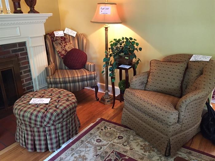 Ethan Allen Chairs and Ottoman