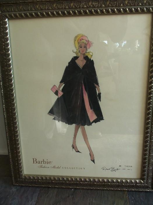 Framed Barbie in Black Coat over Pink Dress from Robert Best's Fashion Model Collection