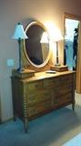DRESSER WITH MIRROR AND HANKIE DRAWERS  / TALL LAMPS