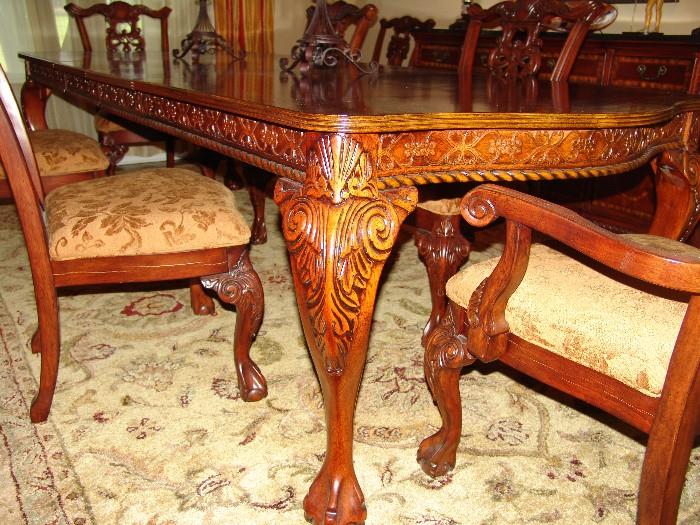 Mahogany banquet size dining room table 