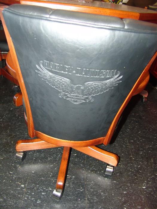 Leather upholstered Harley Davidson chair