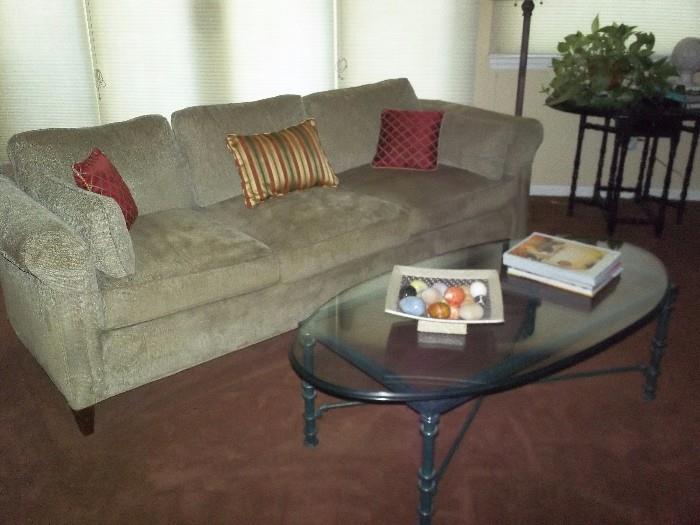 Very nice couch 150 and glass table