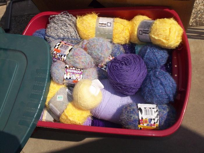 lots of tubs of yarn  2 dollars each 3 for five