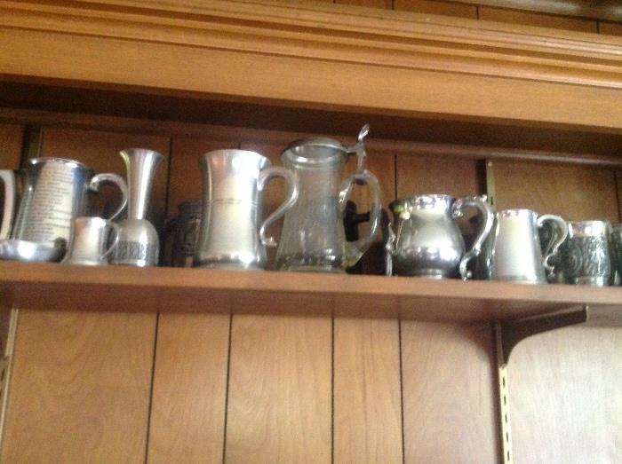 Antique pewter beer stein collection   