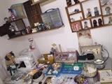SEWING ROOM WITH SINGER SAWING MACHINES , HUGE COLLECTION OF BUTTONS, FABRIC & MORE