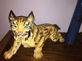 MARWAL CHALKWARE LYNX TIGER CAT STATUE