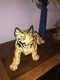 MARWAL CHALKWARE LYNX TIGER CAT STATUE