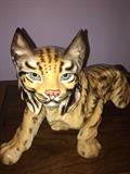 MARWAL CHALKWARE LYNX TIGER CAT STATUE
