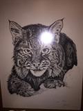 LYNX WILD CAT FRAMED ART ( SIGNED )