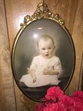 ANTIQUE BUBBLE GLASS BABY PHOTO