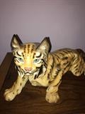 MARWAL CHALKWARE LYNX TIGER CAT STATUE