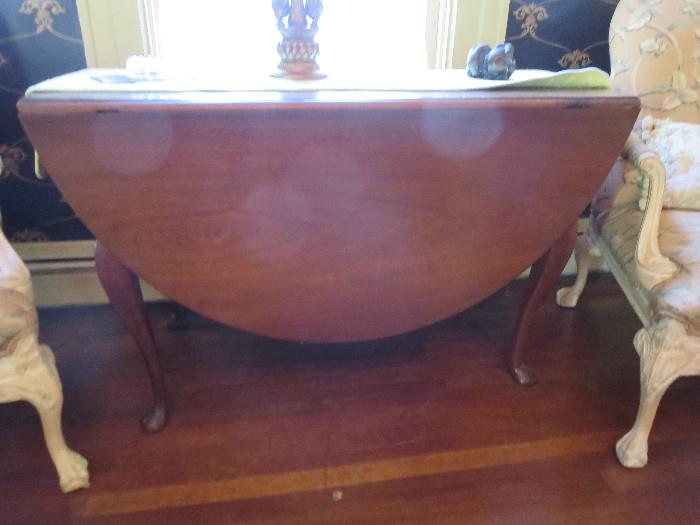 Period Drop Leaf Table with Queen Anne Legs 