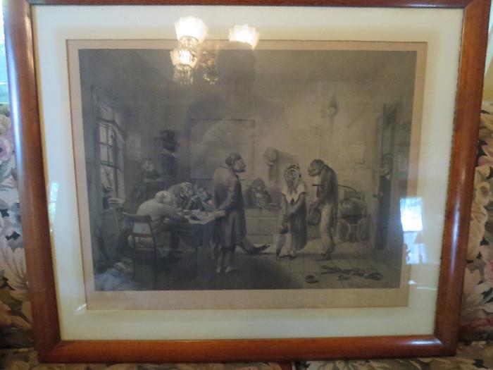 Antique Print Monkeys at Justice of the Peace Marriage 