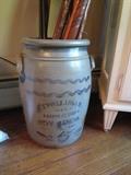 Antique Salt Glazed Butter Churn Crock, Williams, New Geneva Pennsylvania