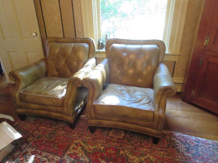 Pair of Leather Occasional Chairs Match the Sofa 