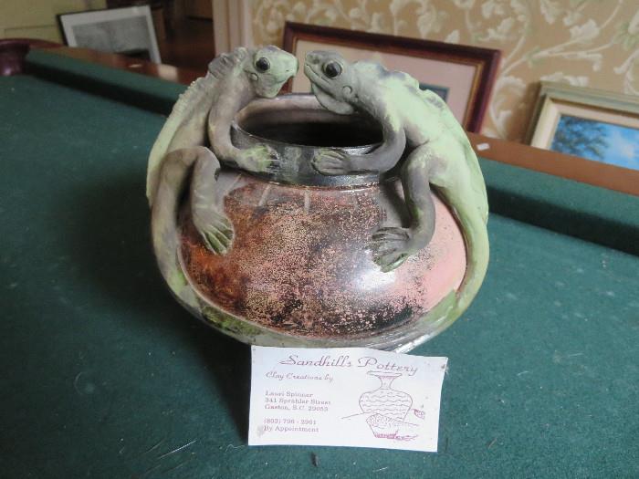 Sand Hills Pottery by Lauri Spinner Lizard Vase 