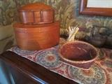 Shaker Box and wooden Box, Alaskan Basket 