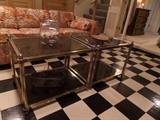 brass & glass end tables 