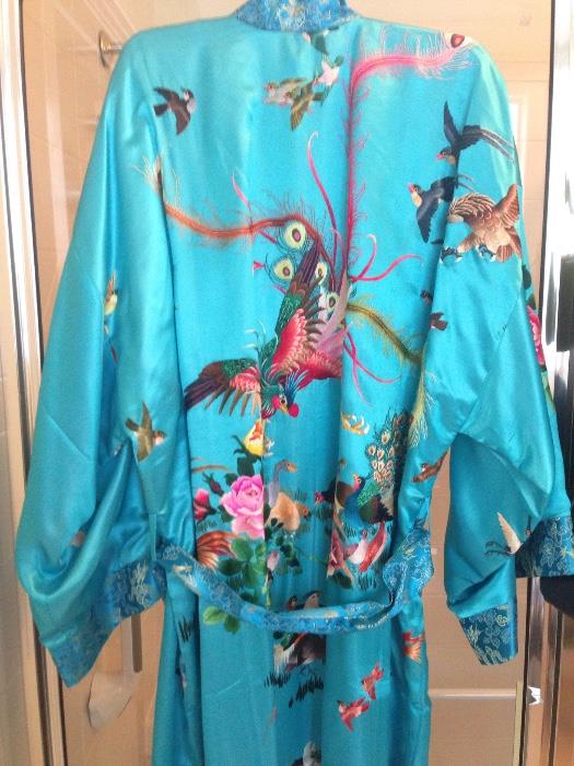 Embroidered silk robe