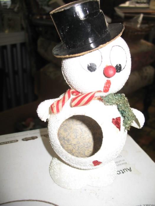 vintage snowman candy container