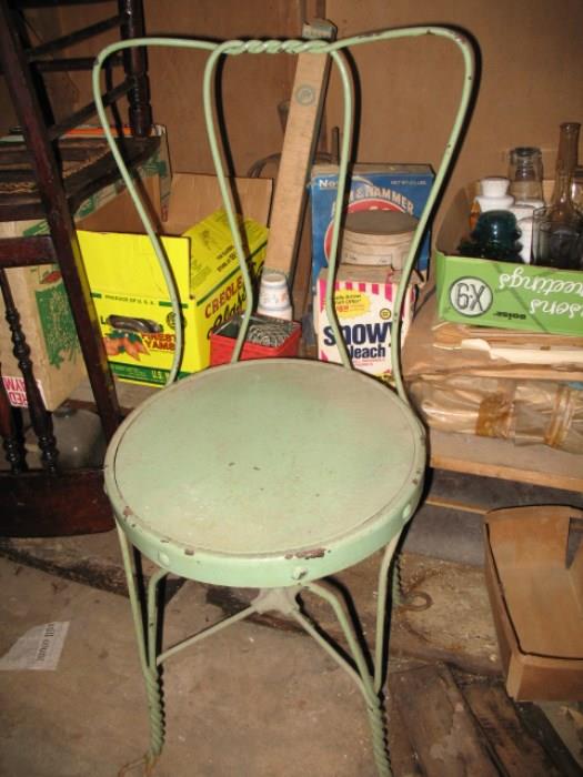 old green painted ice cream chair