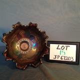 JP015 - #831 Fenton Orange Tree Royal Blue Foot Bowl