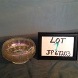 JP007 - #816 Frosted Block Clambroth Carnival Glass Bowl