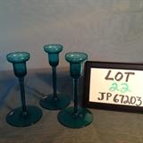 JP022 -#240-241-742 Steuben Celeste Blue Candlestick Holders
