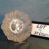 JP009 White Open Rose Carnival Glass Bowl