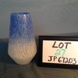 JP027 - #607 Steuben Blue & White Cluthra Vase 8 1/4"