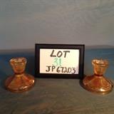 JP031 - #743 Pair Imperial Marigold Crackle Candleholders