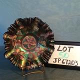 JP050 - #651 Cobalt Blue Grapes & Grape Leaves Fluted Bowl