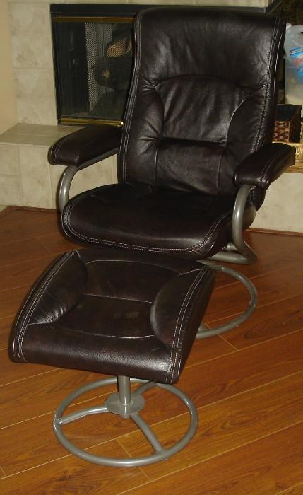 Leather massage chair & ottoman