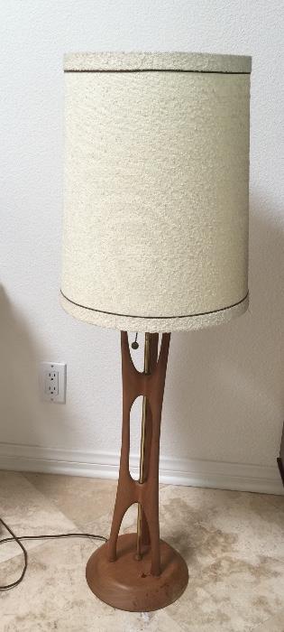 Mid Century Modern teak tall table lamp