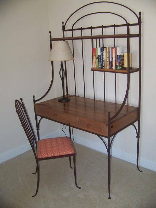 Desk and Chair-wrought iron and wood