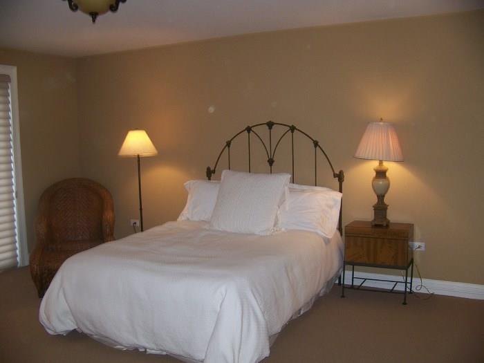 Double bed with mattress and bedding-Wrought Iron Head board