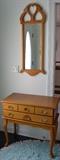 Occassional table and matching mirror, oak