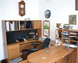 Office suite and chair, clocks, and accent pieces